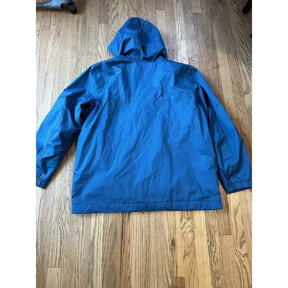 Eddie Bauer Rain Jacket Men's Sz Large Teal Blue Weather Edge Mesh Lined Hooded